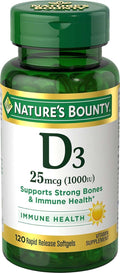 Nature's Bounty Vitamina D3, 1000 UI, Alta Potencia, 120 Cápsulas Blandas (Pack de 4)