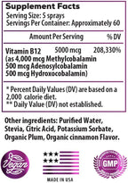 B-Bomb Triple B12 Spray 5000 mcg - Metilcobalamina, Adenosilcobalamina, Hidroxocobalamina - Sabor Orgánico Ciruela Canela
