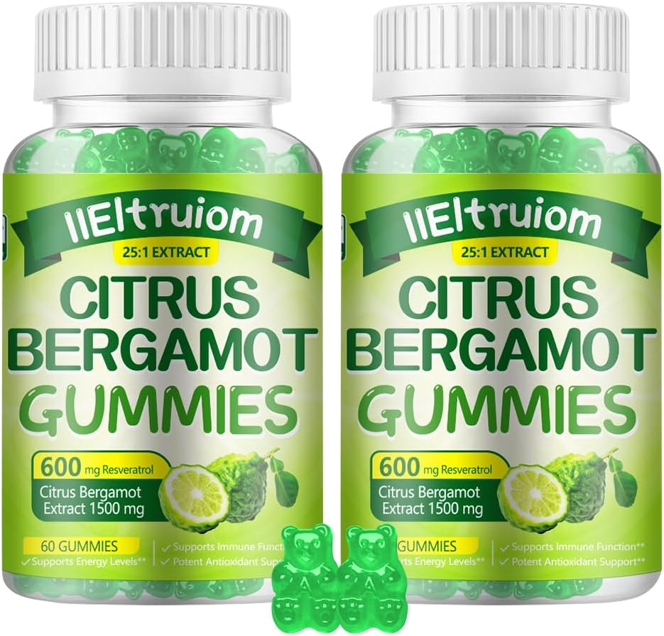 Gominolas de Bergamota Cítrica 1500 mg con Resveratrol y Niacina - 60 Gominolas Veganas