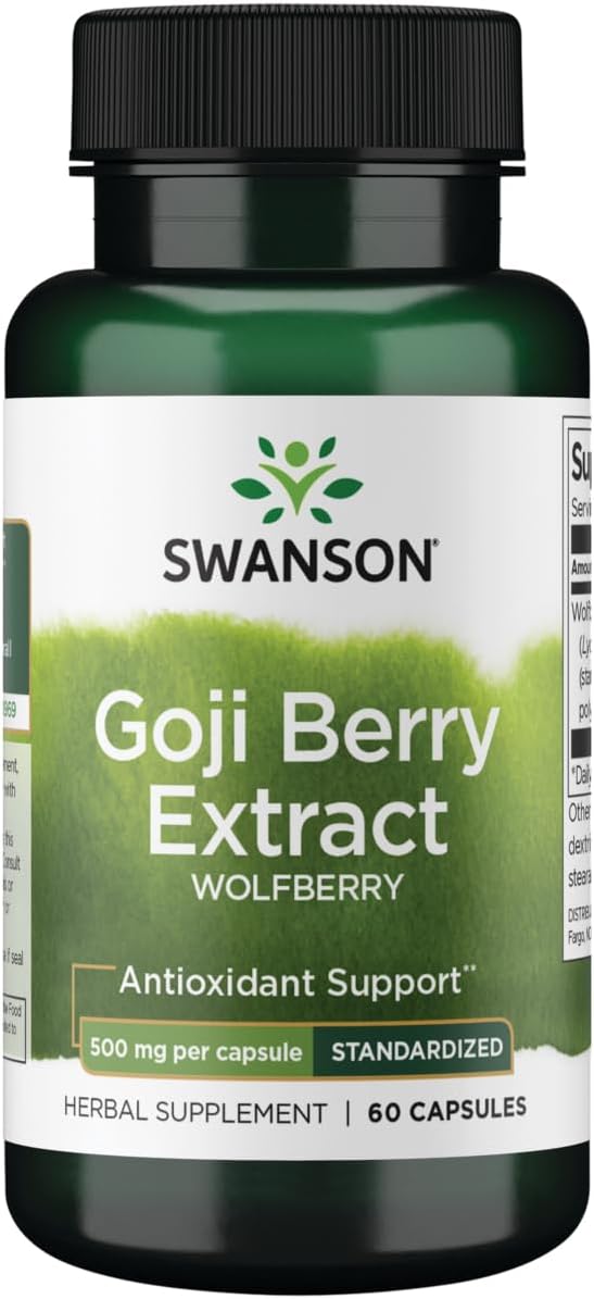 Swanson Extracto Estandarizado de Wolfberry (Goji Berry) 500 mg, 60 Cápsulas