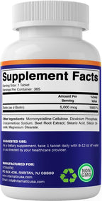 Vitamatic Biotina 5000 mcg (5 mg) - 365 Comprimidos Veganos - Vitamina B7