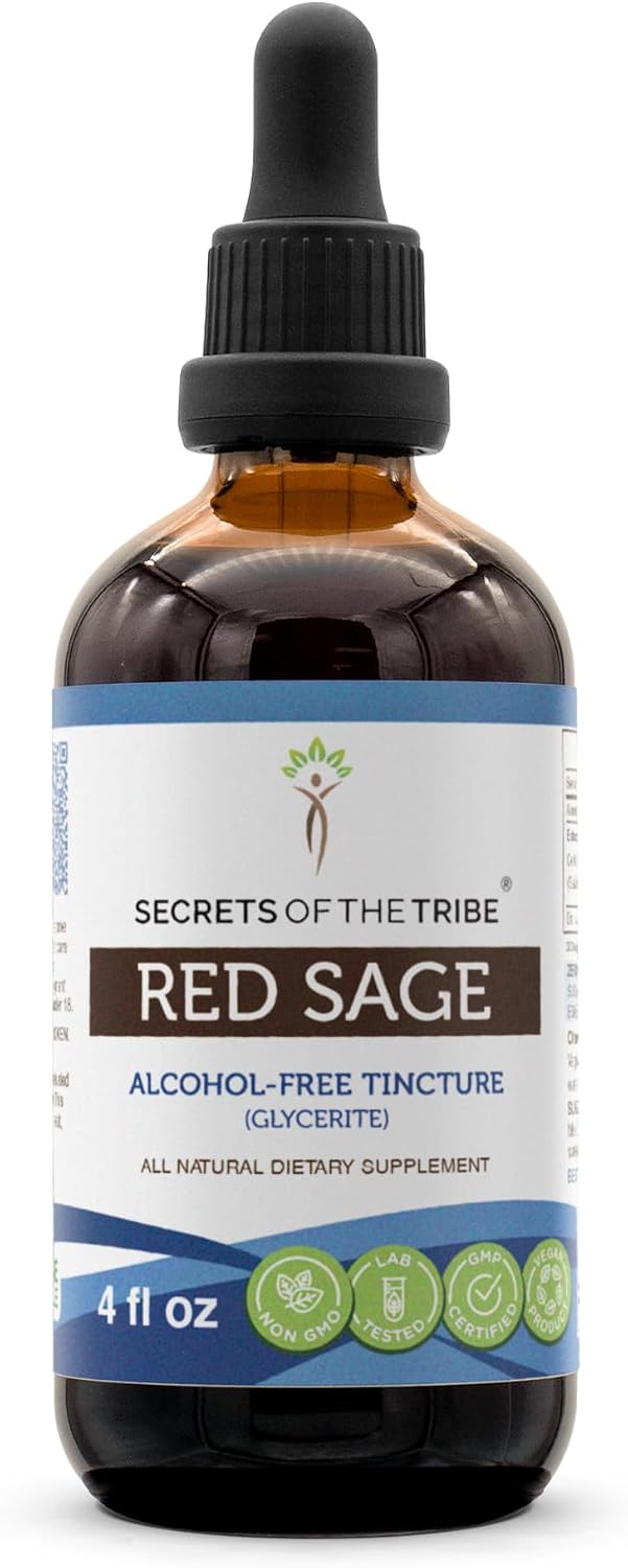 Secrets of the Tribe Tintura de Salvia Roja sin Alcohol - Extracto de Raíz Seca de Salvia Miltiorrhiza - 60 ml