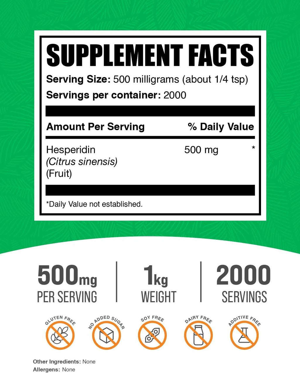 Hesperidina en Polvo 500mg - BulkSupplements (1 kg)