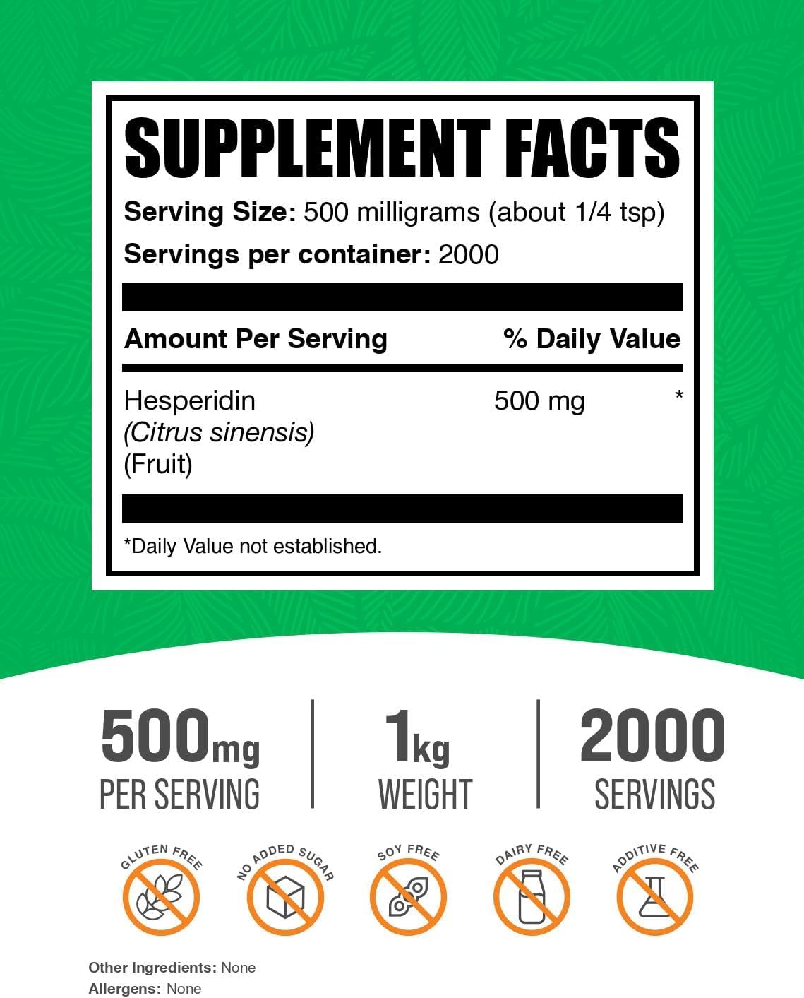 Hesperidina en Polvo 500mg - BulkSupplements (1 kg)