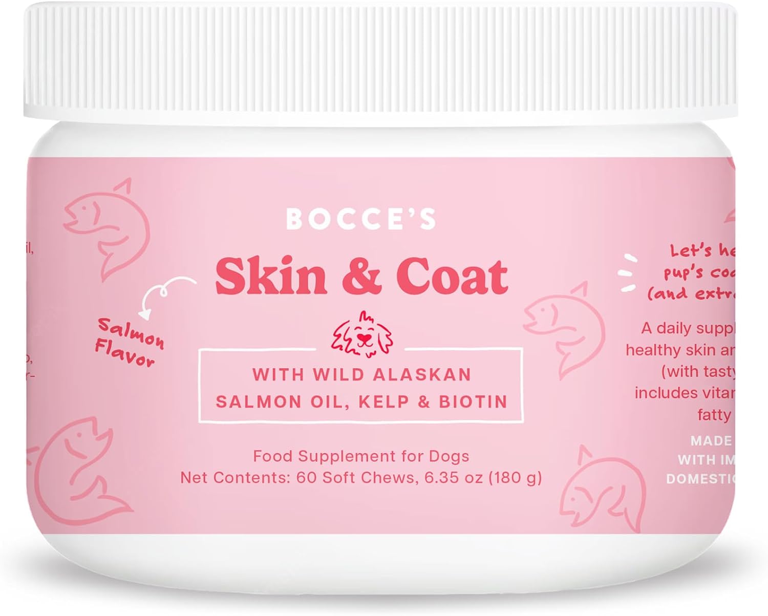 Bocce's Bakery Probióticos para Perros - Masticables Diarios con Calabaza y Batata - 60 unidades