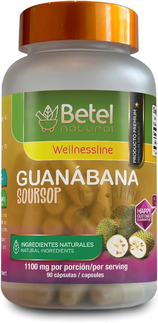 Betel Natural Guanábana Graviola Cápsulas - 1500 mg por Porción - 90 Cápsulas
