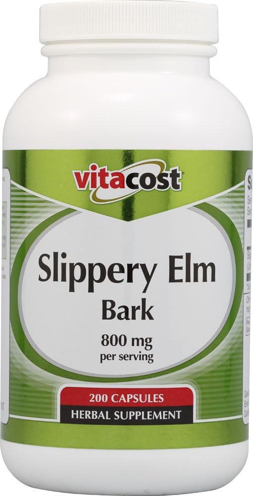 Vitacost Slippery Elm Bark - 800 mg per serving - 200 Capsules