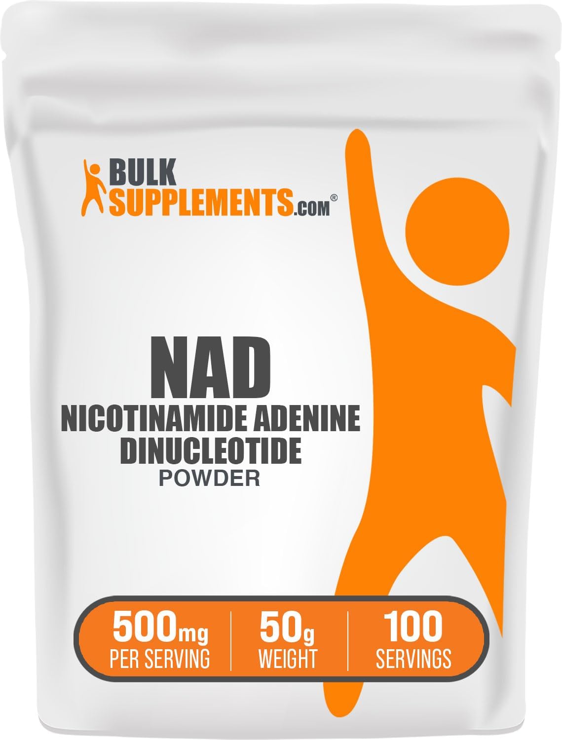 BulkSupplements.com NAD Powder - Nicotinamida Adenina Dinucleótido, 500mg por ración, 100g (3.5 oz)
