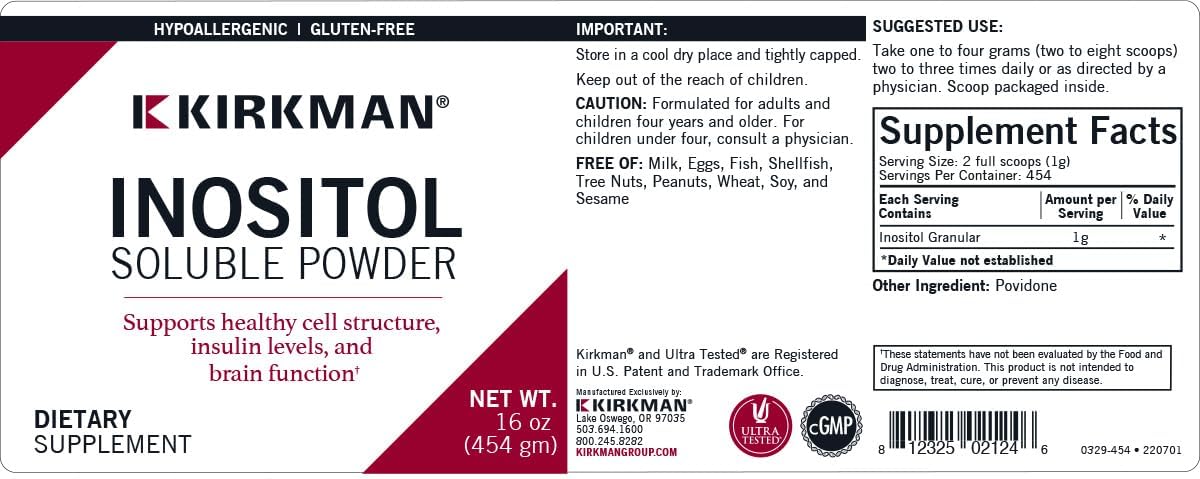 Kirkman Inositol Pure Soluble Powder - Hipoalergénico | 454 g (16 oz)