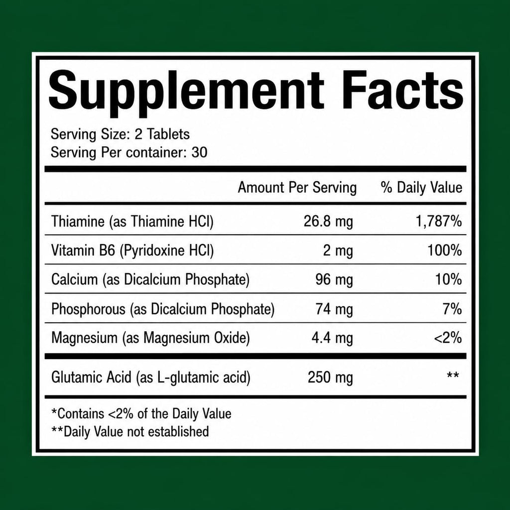 Complemento para la Memoria y Concentración con Vitamina B6 y Tiamina | Vitaminas B de Alta Dosis para el Sistema Nervioso y la Salud Cognitiva, Fórmula Diaria para Adultos, 60 Comprimidos (Pack de 2)