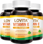 LOVITA Vitamina E 400 UI Cápsulas Blandas Veganas, Vitamina E Natural 268 mg (como D-Alfa Tocoferol), 120 Cápsulas (Pack de 3)