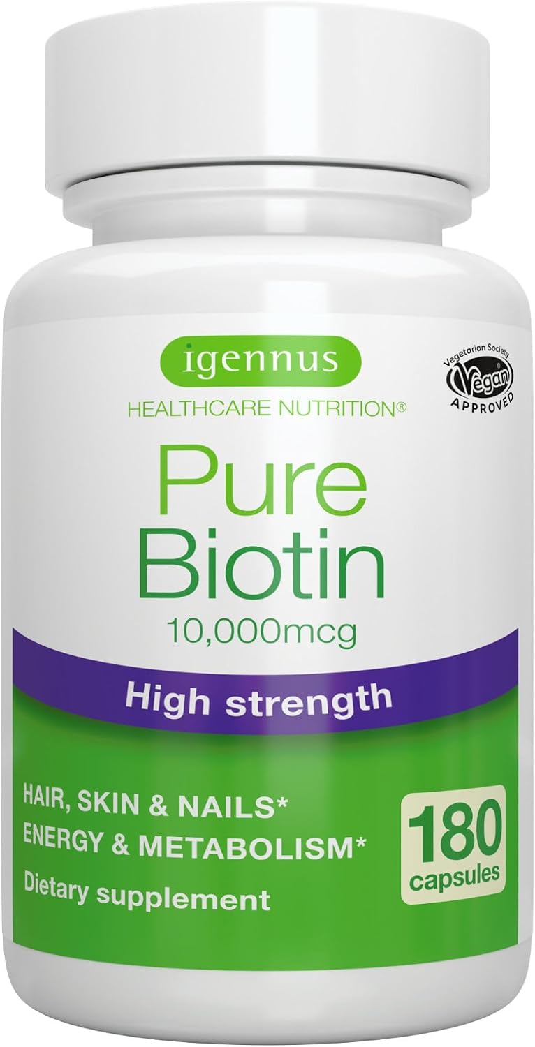 Igennus Clean Biotin 10.000 mcg - 180 Cápsulas Veganas de Alta Potencia