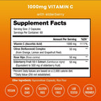 NutraChamps Vitamina C 1000 mg con Escaramujo, Saúco y Bioflavonoides Cítricos - Cápsulas para Inmunidad
