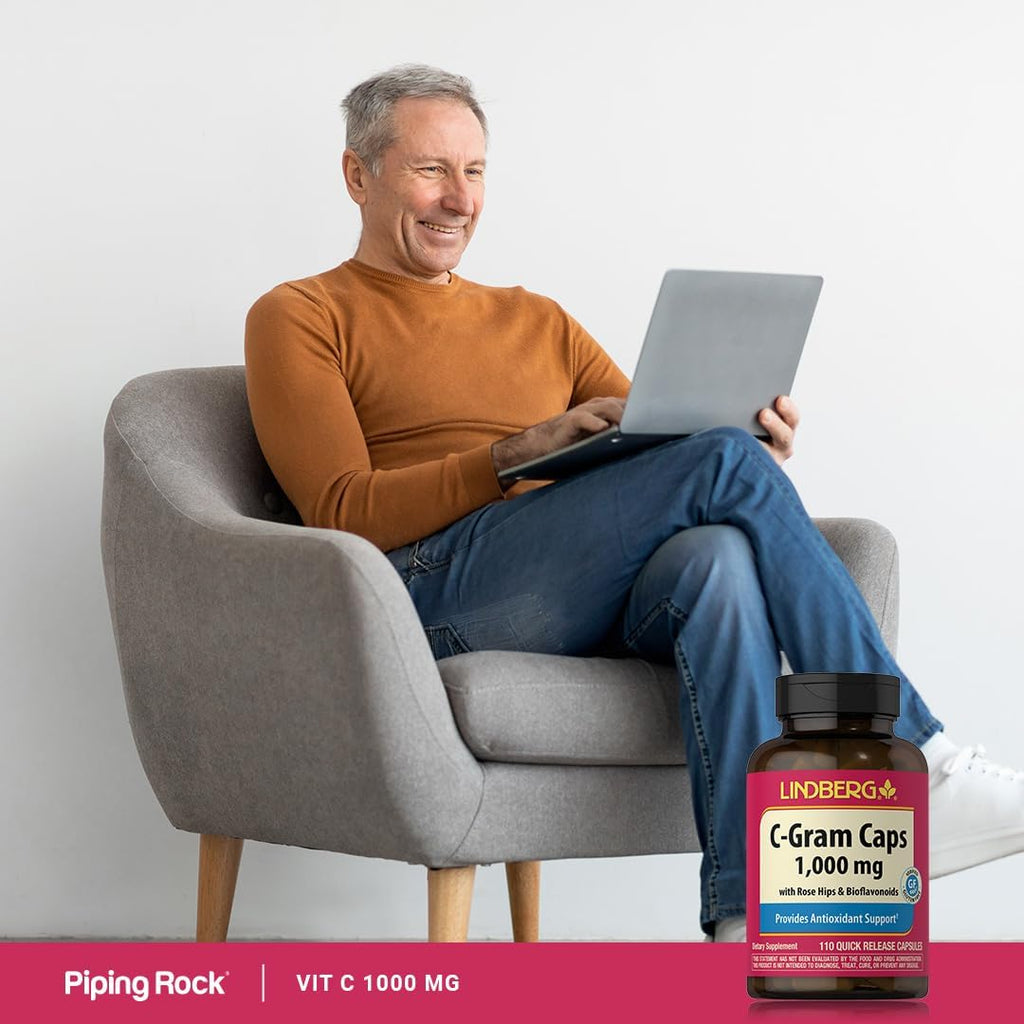 Piping Rock Vitamin C | 1000mg | 110 Cápsulas | con Bioflavonoides y Escaramujo | Suplemento No-GMO y Sin Gluten