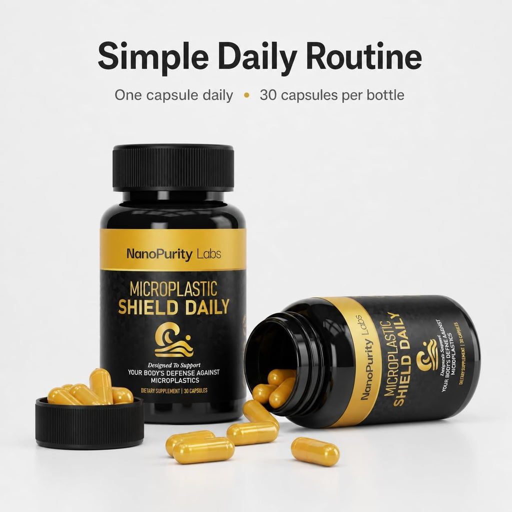 Microplastic Shield Daily | Apoyo Diario para el Bienestar en Entornos Modernos | Fórmula con Chlorella, Lycopeno y Ácido Cítrico | Vegano, No OGM | 30 Cápsulas