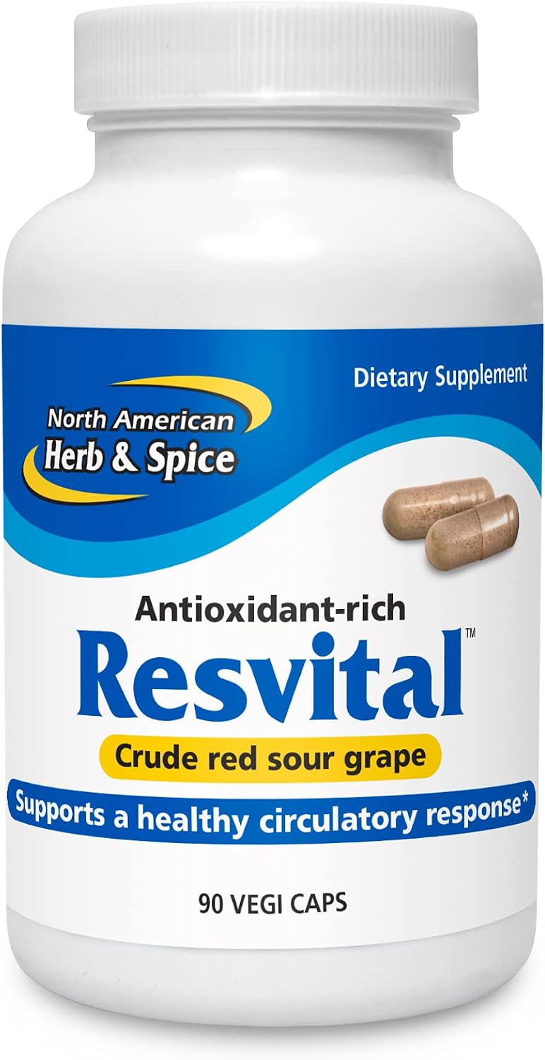 North American Herb & Spice Resvital - 90 Capsules - Whole Sour Red Grape - Natural Antioxidants and Vitamin C