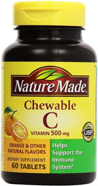 Nature Made Vitamin C 500 mg Chewable Orange Flavor Tablets – 4-Pack (240 Tablets)