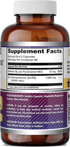 Amazing Formulas DLPA (DL-Fenilalanina) | 1000 mg por ración | 60 cápsulas | Sin OGM | Sin gluten | Fabricado en EE. UU.