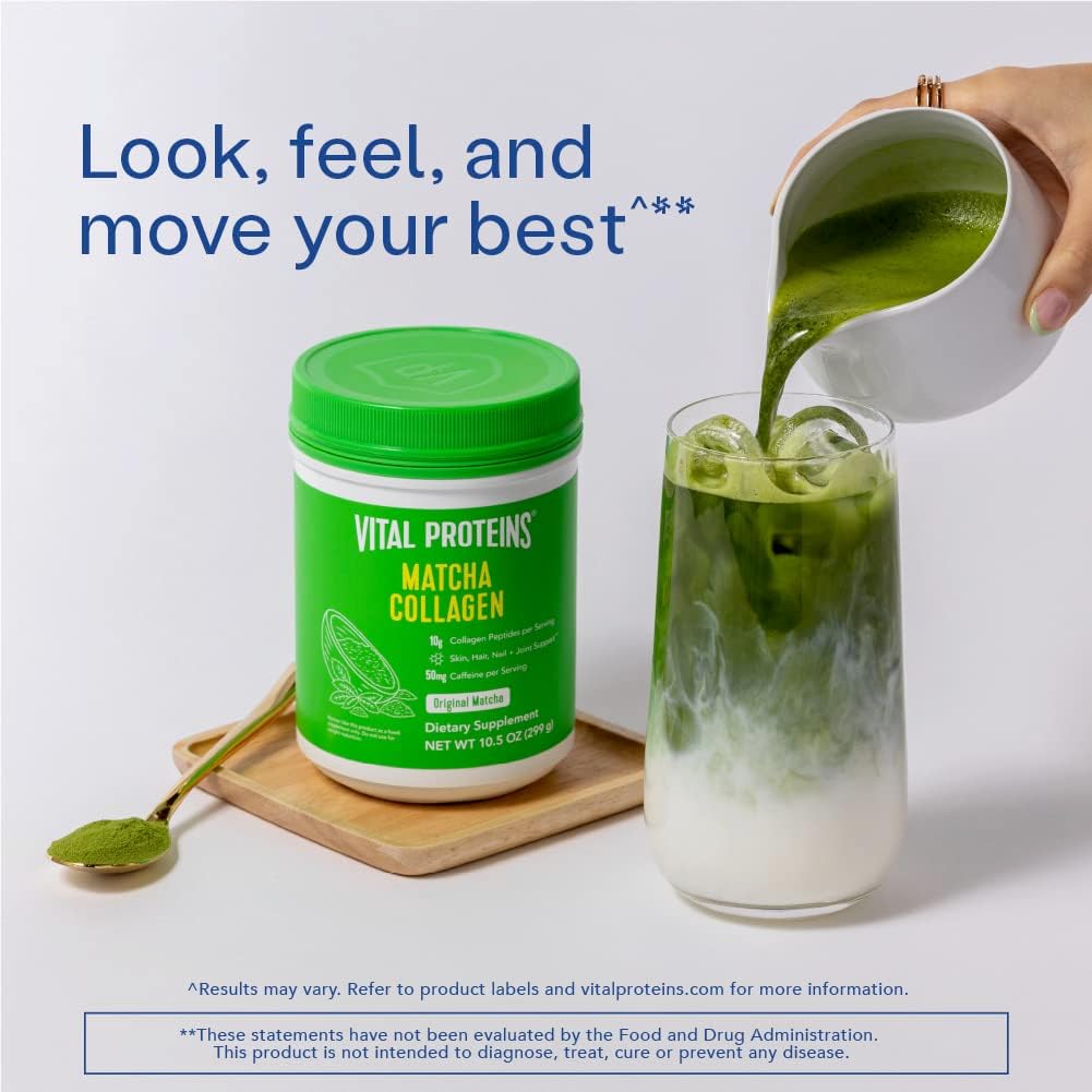 Vital Proteins Matcha Collagen Peptides Powder Supplement, Matcha Green Tea Powder, 10.5 oz, Original Flavored - görsel 7