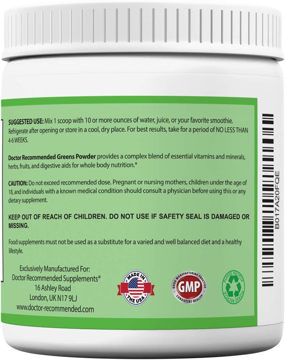 Doctor Recommended Greens Powder – Polvo de Verduras Orgánicas con Probióticos y Enzimas Digestivas, Sabor Berry
