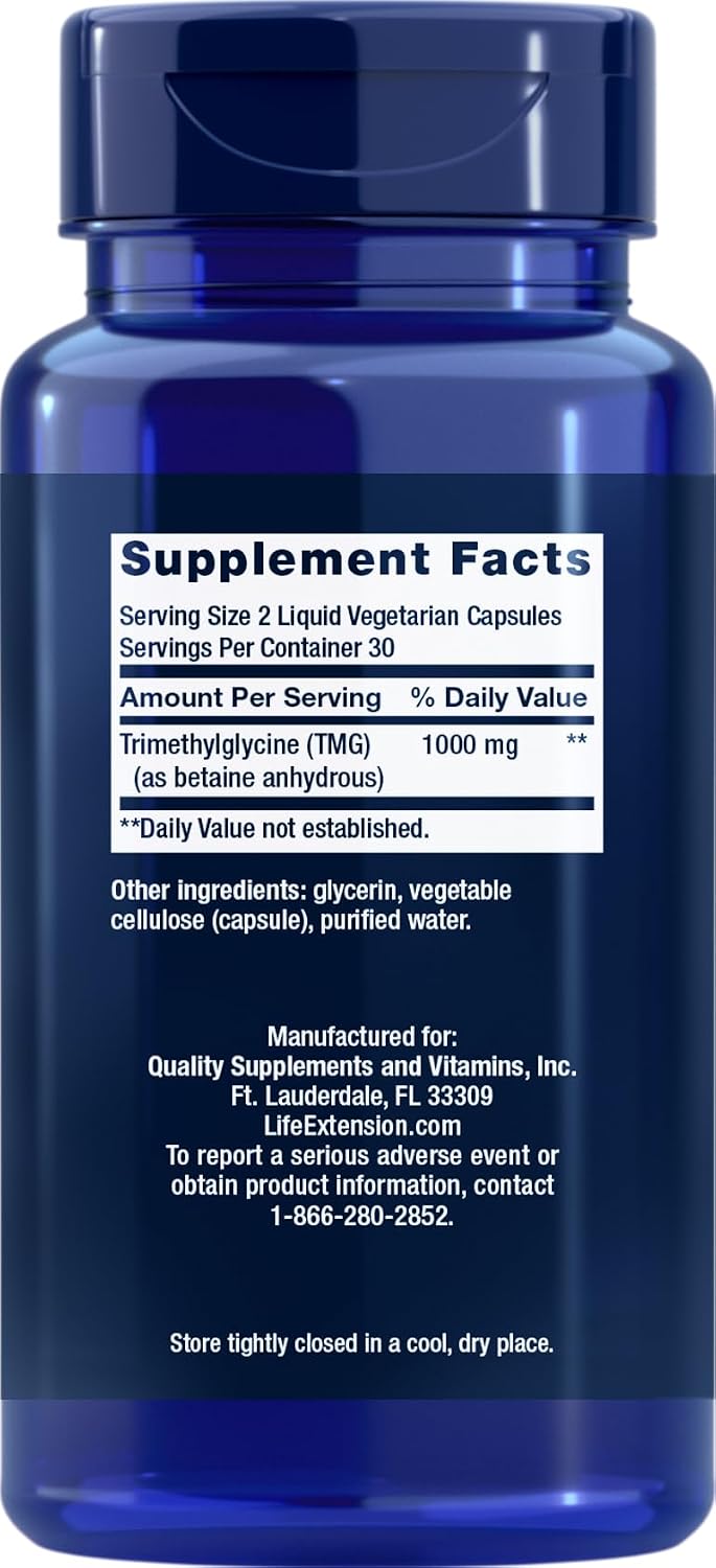 Life Extension TMG 500 mg Cápsulas Vegetales Líquidas, 60 cápsulas (Pack de 3)
