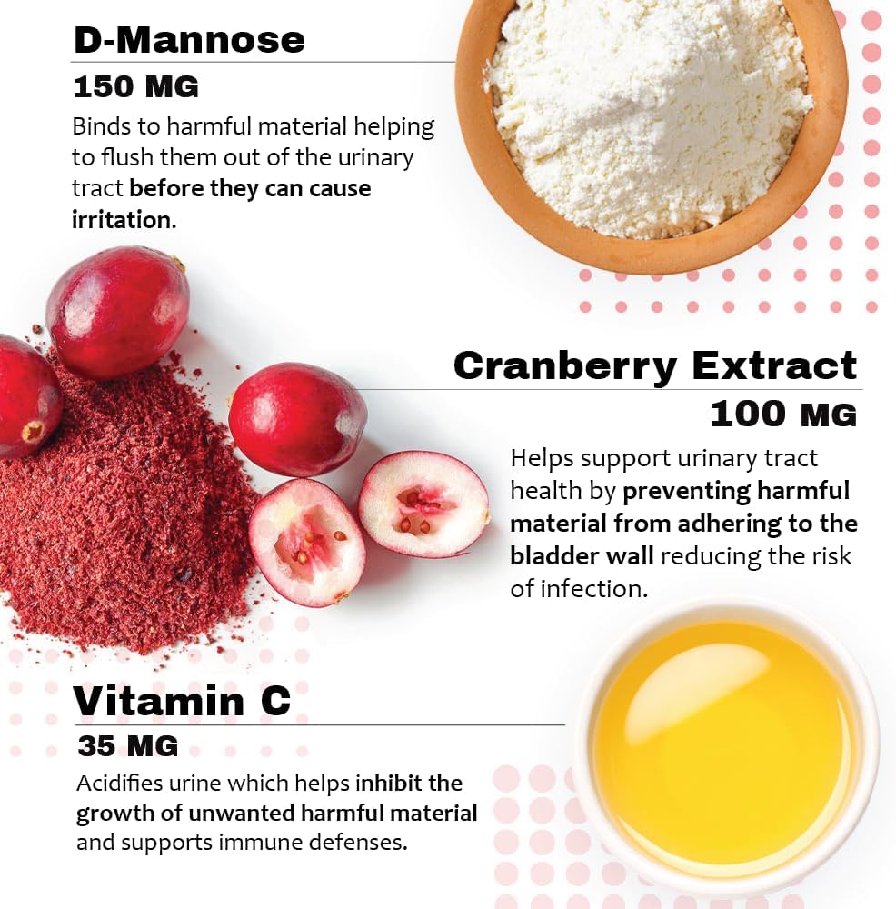 Cranberry & D-Mannose Urinary Tract Supplement for Dogs & Cats - Bladder & Urinary Tract Health Support - Cranberry Extract, D-Mannose & Vitamin C - 60 Chewable Tablets