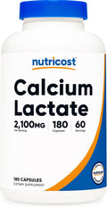 Nutricost Lactato de Calcio 2,100mg - 180 Cápsulas - Vegano, Sin Gluten