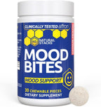 Mood Bites - Suplemento de Azafrán y Vitamina B3 para el Estado de Ánimo y Estrés - 30 Comprimidos Masticables Sabor Melocotón Cítrico