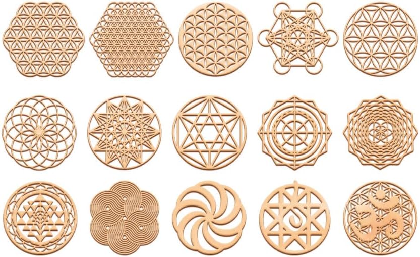 Pegatinas Metálicas de Orgonita Flower of Life - 15 Piezas (Plateado)