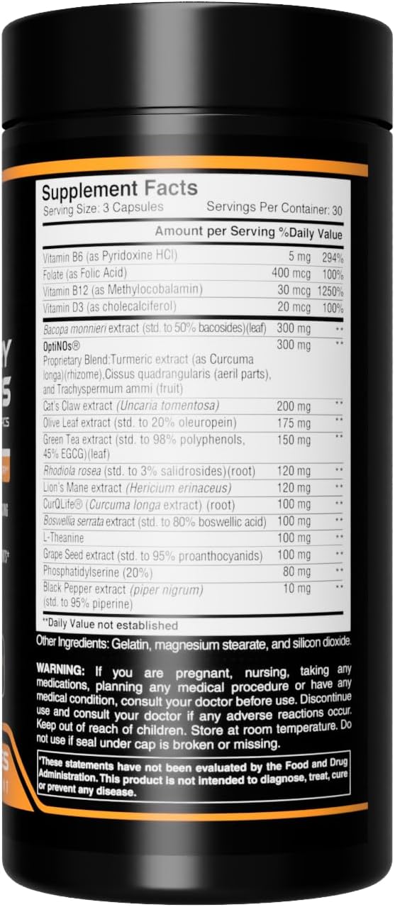 EC Sports NeuroSharp Powerful Nootropic Supplement for Focus, Faster Processing, Instant Positive Energy & Performance, Memory & Cognitive Support w/ 18 Nootropics - 90 Capsules