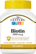 21st Century Biotina 5000 mcg, 110 Cápsulas