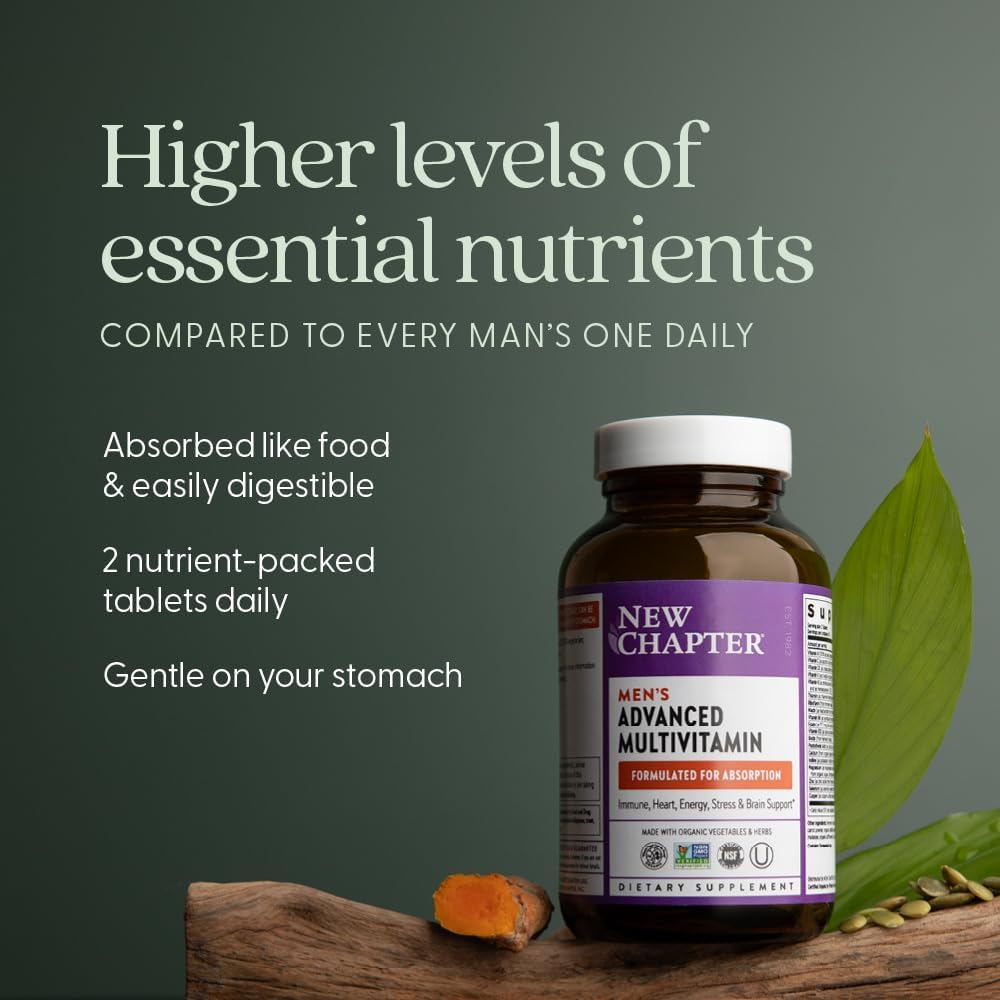 New Chapter Multivitamínico Avanzado para Hombres - Fórmula con Nutrientes Esenciales Fermentados, 72 comprimidos