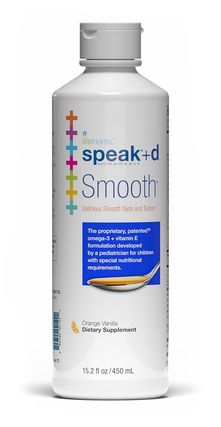 Lifetrients Speak+D Smooth – Batido de Omega-3 con Vitamina D3 para Niños – Sin Azúcar, Endulzado con Xilitol – Sabor Naranja Vainilla – 431 g