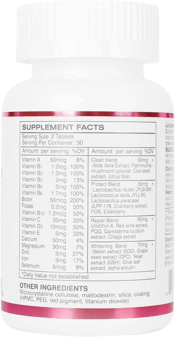 JulyDeer Multivitamínico Diario para Mujeres - Complejo Multimineral y Multivitamínico con Vitaminas A, C, D, E y Complejo B, Zinc y Más - 60 Comprimidos