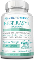 Approved Science® Respirasyl - Apoyo Respiratorio con Quercefit, Vitaminas A, C, D y BioPerine - 3 Meses de Suministro