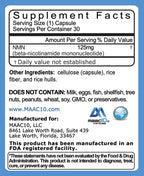 MAAC10 NMN Suplemento de Mononucleótido de Nicotinamida (NMN 125mg Cápsulas) - 30 Unidades