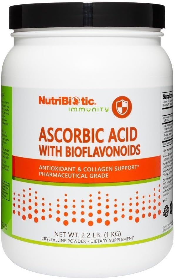 NutriBiotic Ascorbate Bio-C - Polvo efervescente de vitamina C con bioflavonoides de limón y minerales - 454 g