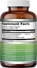 Amazing Formulas Holy Basil Extract 4:1 - 500 mg per Serving - 120 Capsules