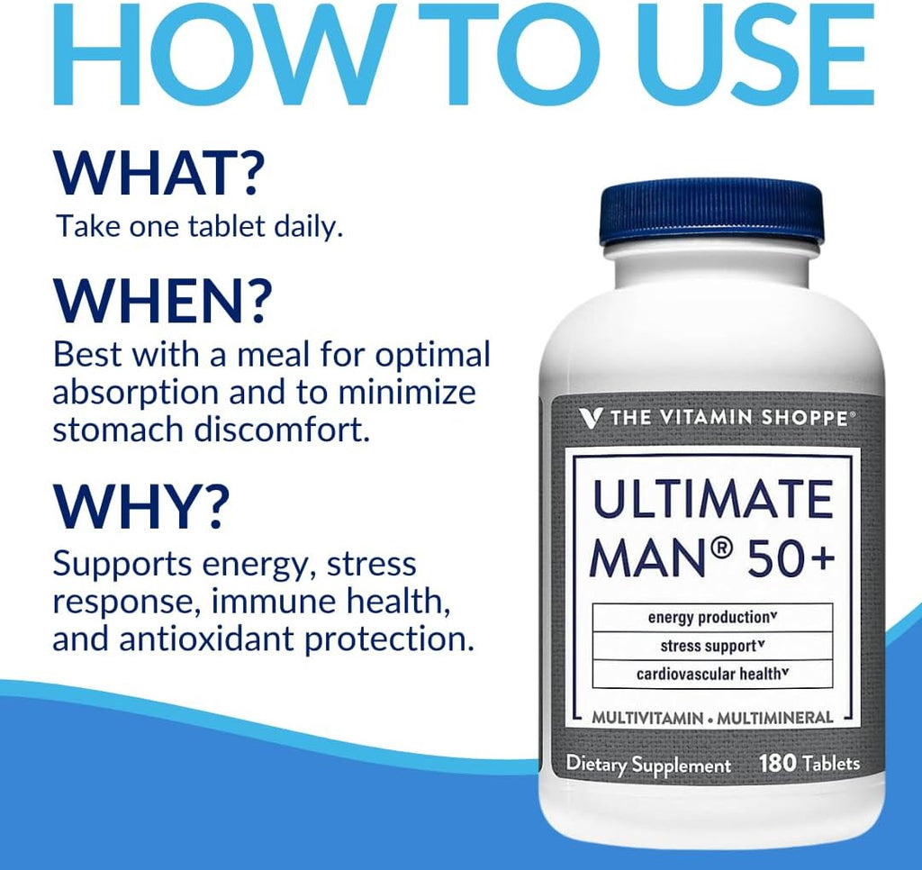 The Vitamin Shoppe Ultimate Man 50+ Multivitamínico - 180 comprimidos