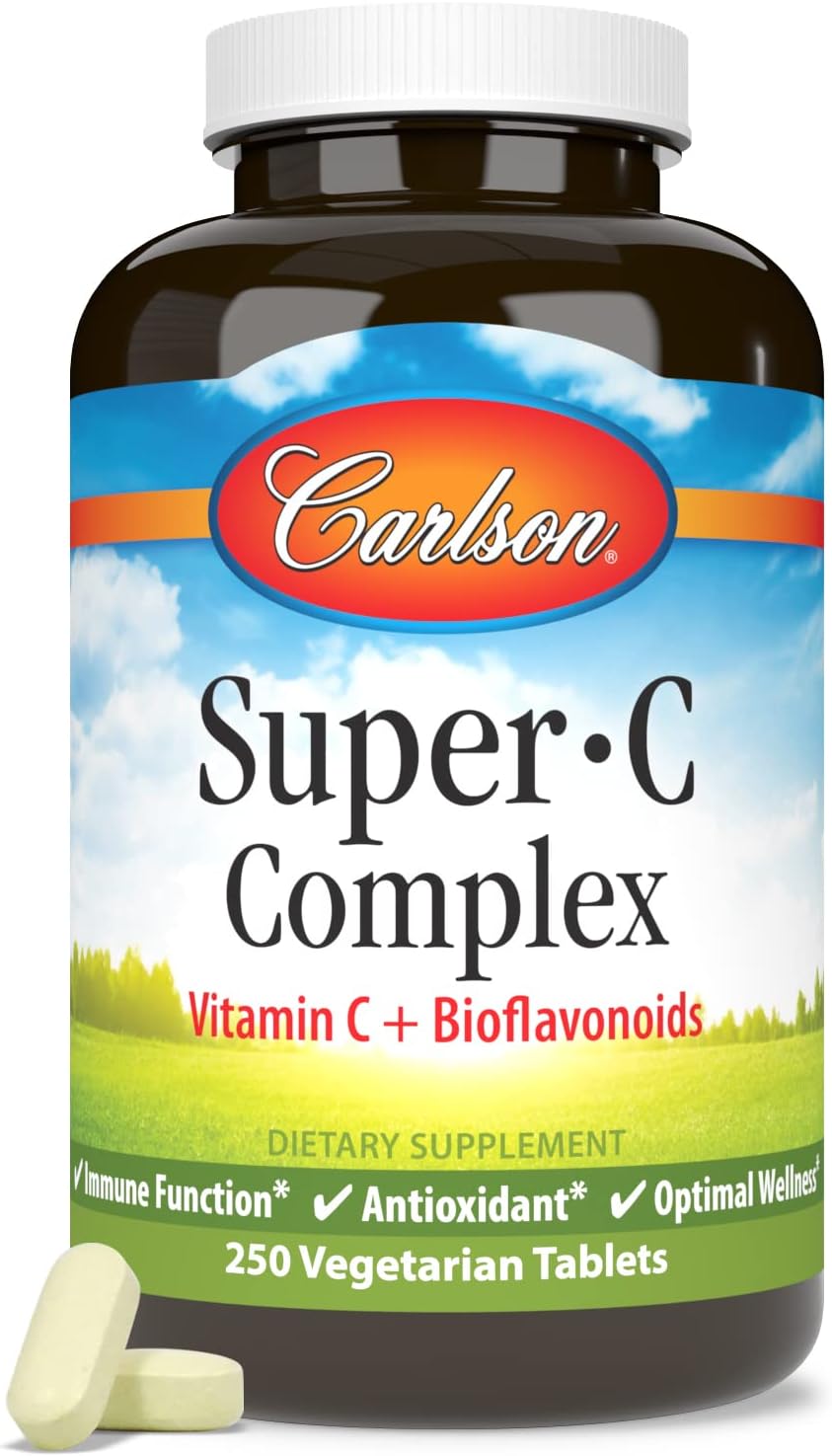 Carlson Super-C Complex, Vitamin C + Bioflavonoids, 250 Vegetarian Tablets