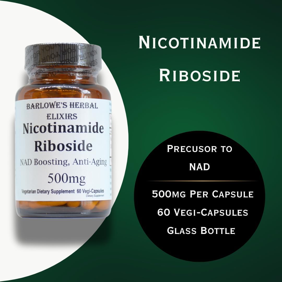Barlowe's Herbal Elixirs Nicotinamida Ribósido 500mg - Precursor de NAD+ - 60 Cápsulas