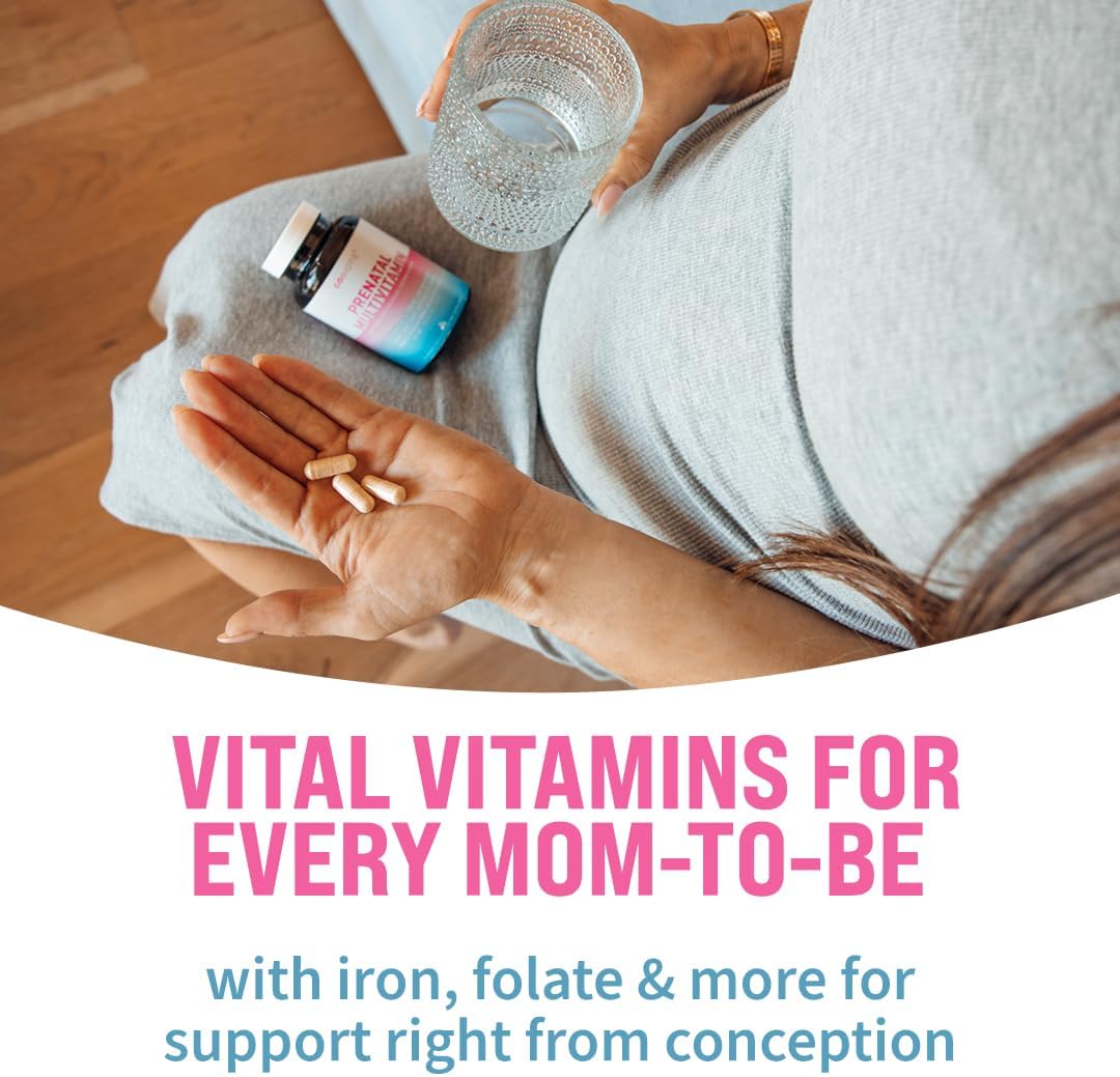 GOBIOTIX Vitaminas Prenatales para Mujeres - Multivitamínico con Hierro, Calcio, Vitamina D2, C, Zinc y Ácido Fólico - 90 Cápsulas