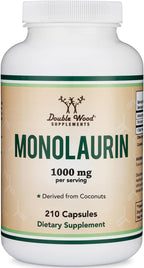 Monolaurin 1000mg por Ración, 210 Cápsulas (Vegano, Sin Gluten, No GMO) - Double Wood