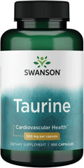 Swanson Taurina 500 mg - 100 Cápsulas - Suplemento Alimenticio de Aminoácido