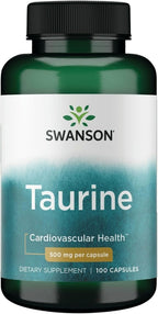 Swanson Taurina 500 mg - 100 Cápsulas - Suplemento Alimenticio de Aminoácido