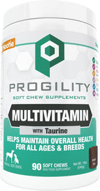 Progility Multivitamínico Diario para Perros – Con Taurina y Probióticos, Masticables Sabor Bacon y Queso (90 unidades)