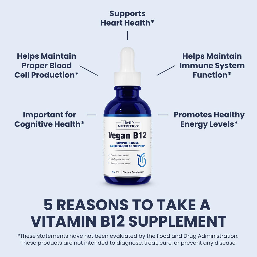 1MD Nutrition Vitamina B12 Vegana | 5000mcg Metilcobalamina | Energía y Apoyo Inmunológico