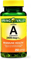Suplemento de Vitamina A 2400 mcg - 250 Cápsulas Blandas
