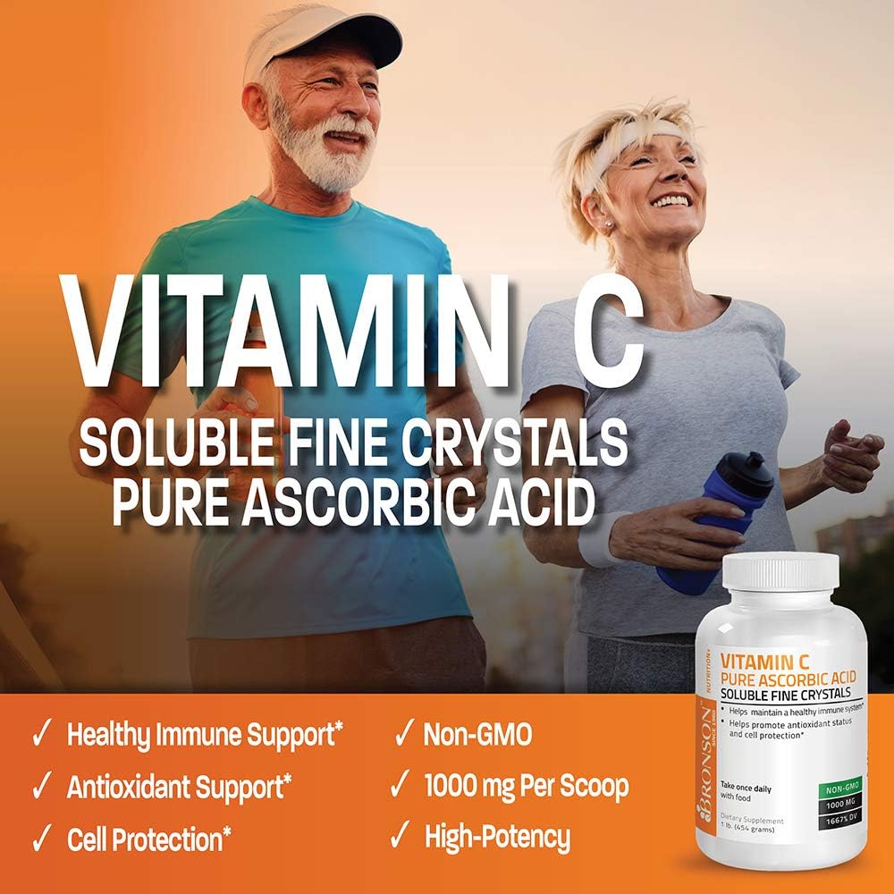 Bronson Vitamina C en Polvo - Ácido Ascórbico Puro - 454 g (1 Libra)