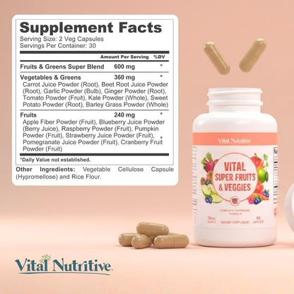 Vital Super Fruits & Veggies - Cápsulas de – Contribuye al funcionamiento normal del sistema inmunitario, ayudando – Image 8